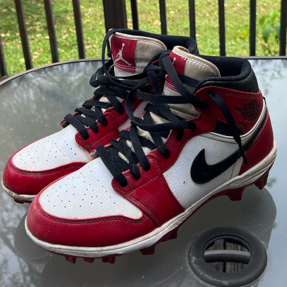 Jordan Red and White football baseball cleats